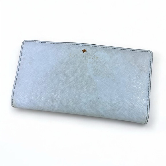 Kate Spade | Powder Blue Leather Wallet‎ Snap Closure 12 Card Slot ID Holder - Picture 1 of 4